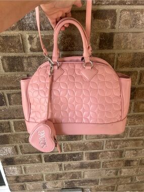Paris Hilton Pink Satchel Bowler Bag w/ Heart Coin Purse Charm Y2K Barbiecore